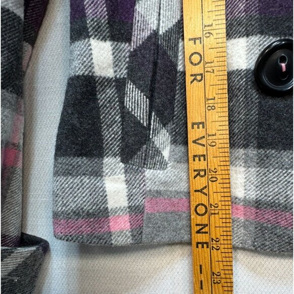 CAbi Womens Plaid Peacoat Jacket Size O Double Breasted Wool Blend Pink/Gray - Picture 10 of 15